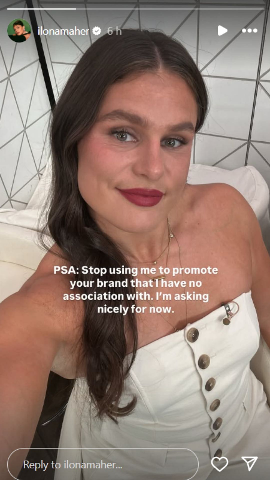 Screenshot of Instagram story (Image via IG/@ilonamaher)